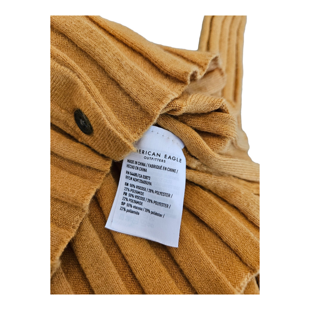 American Eagle Small Orange Long Sleeve Button Up Sweater - Picture 4 of 7